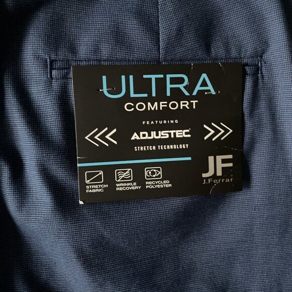 J.Ferrar Slim Fit Ultra Comfort Navy Dress Pants 32x34 Recycled Polyester Wrinkl - Picture 10 of 13